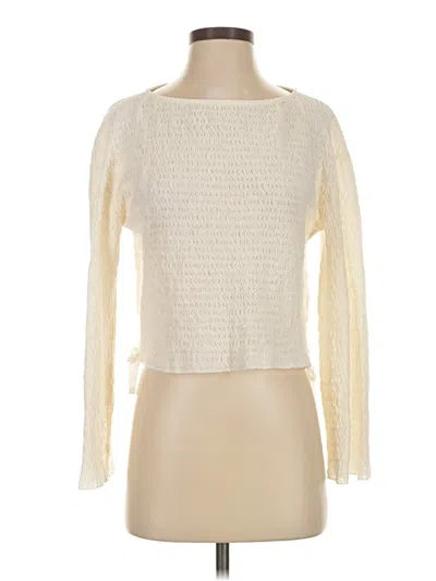 Pre-owned Zara Long Sleeve Top Ivory Square Neckline Tops In White