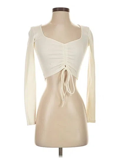 Pre-owned Zara Long Sleeve Top Ivory Sweetheart Neckline Tops In White