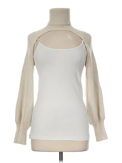 Pre-owned Zara Long Sleeve Top Ivory Turtleneck Tops