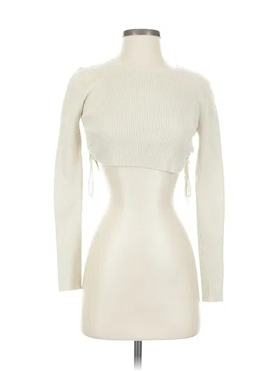 Pre-owned Zara Long Sleeve Top Ivory Turtleneck Tops In White