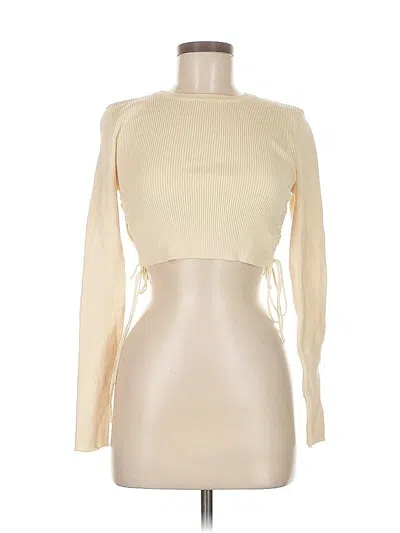 Pre-owned Zara Long Sleeve Top Ivory Turtleneck Tops In White