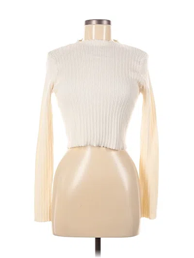 Pre-owned Zara Long Sleeve Top Ivory Turtleneck Tops In White