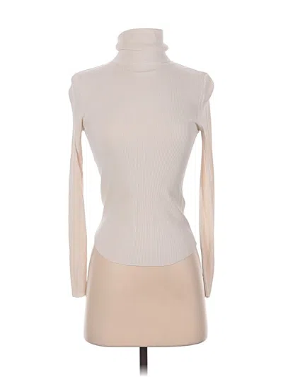 Pre-owned Zara Long Sleeve Top Ivory Turtleneck Tops In White
