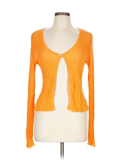 Pre-owned Zara Long Sleeve Top Orange Sweetheart Neckline Tops