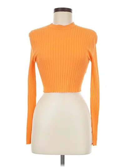 Pre-owned Zara Long Sleeve Top Orange Turtleneck Tops