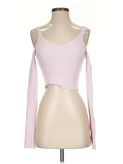 Pre-owned Zara Long Sleeve Top Pink Cold Shoulder Neckline Tops