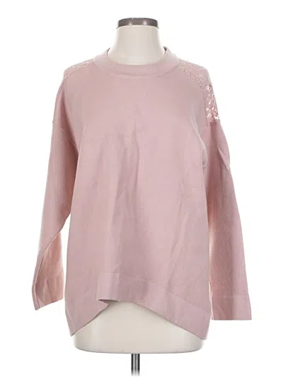 Zara Long Sleeve Top Pink Crew Neck Tops
