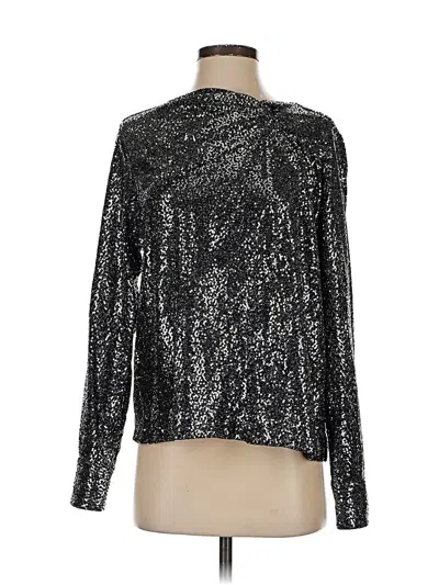 Pre-owned Zara Long Sleeve Top Silver Metallic Pattern Turtleneck Tops