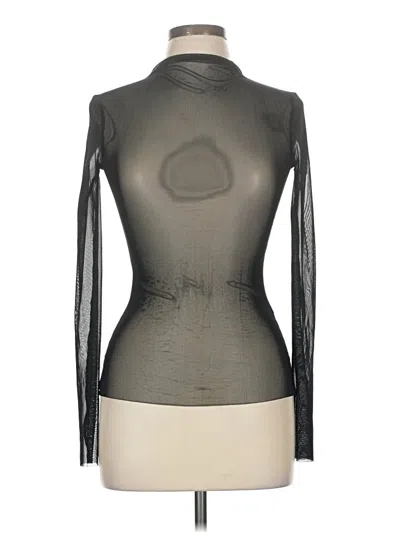 Pre-owned Zara Long Sleeve Top Silver Metallic Pattern Turtleneck Tops