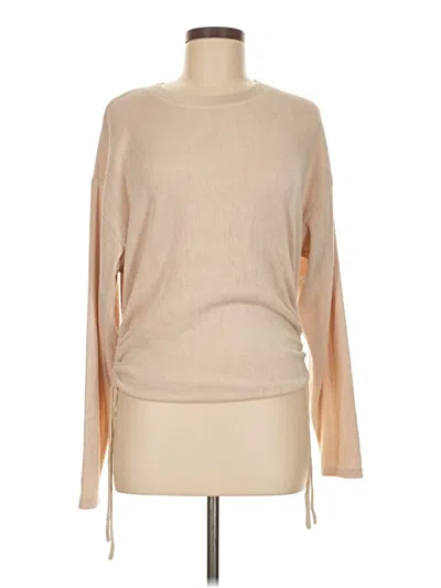 Pre-owned Zara Long Sleeve Top Tan Boatneck Tops In Brown
