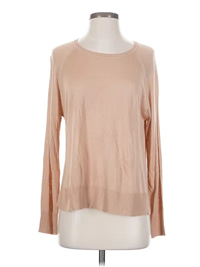 Pre-owned Zara Long Sleeve Top Tan Boatneck Tops In Brown