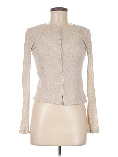 Pre-owned Zara Long Sleeve Top Tan Sweetheart Neckline Tops In Brown