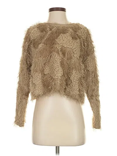 Pre-owned Zara Long Sleeve Top Tan Turtleneck Tops