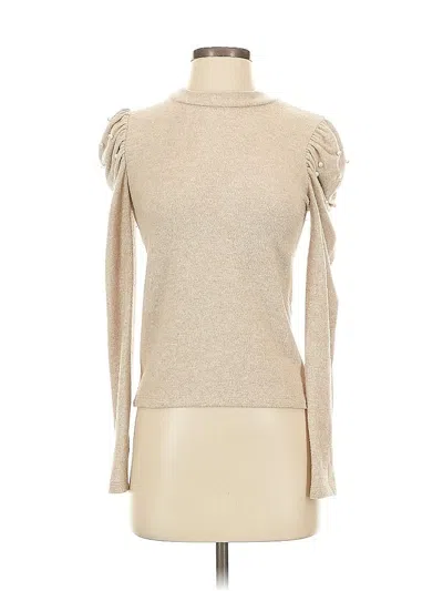 Pre-owned Zara Long Sleeve Top Tan Turtleneck Tops In Brown