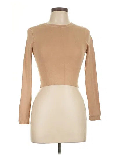 Pre-owned Zara Long Sleeve Top Tan Turtleneck Tops In Brown