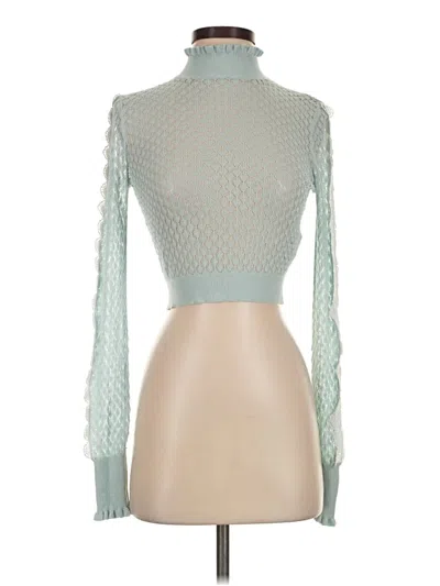 Pre-owned Zara Long Sleeve Top Teal Turtleneck Tops