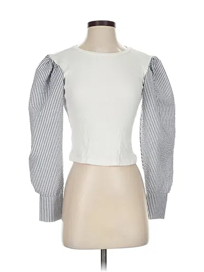 Pre-owned Zara Long Sleeve Top White Square Neckline Tops