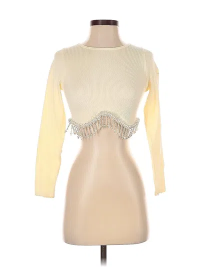 Pre-owned Zara Long Sleeve Top Yellow Sweetheart Neckline Tops