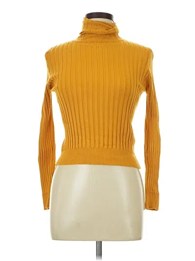 Pre-owned Zara Long Sleeve Top Yellow Turtleneck Tops