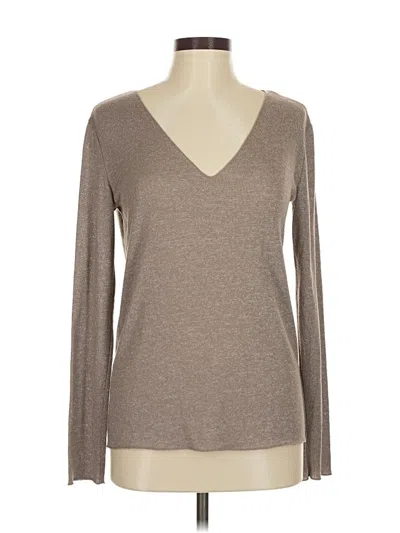 Pre-owned Zara Long Sleeve T-shirt In Brown