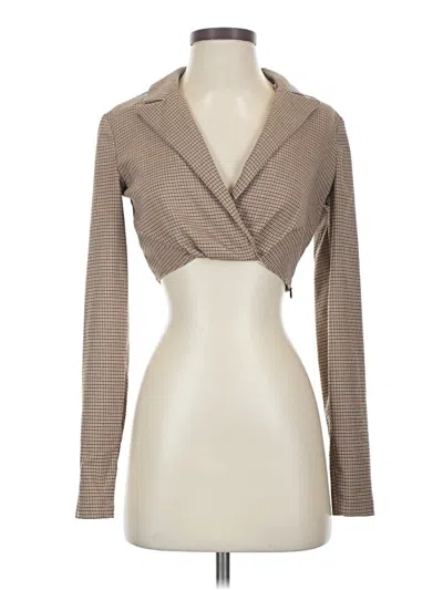 Pre-owned Zara Long Sleeve T-shirt In Brown