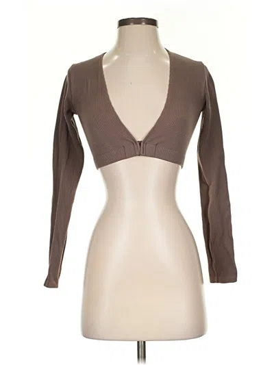 Pre-owned Zara Long Sleeve T-shirt In Brown