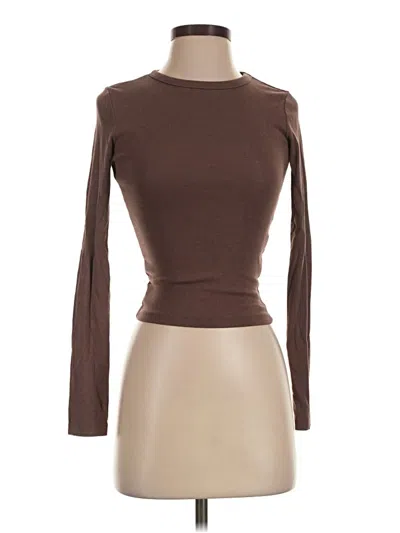 Pre-owned Zara Long Sleeve T-shirt In Brown