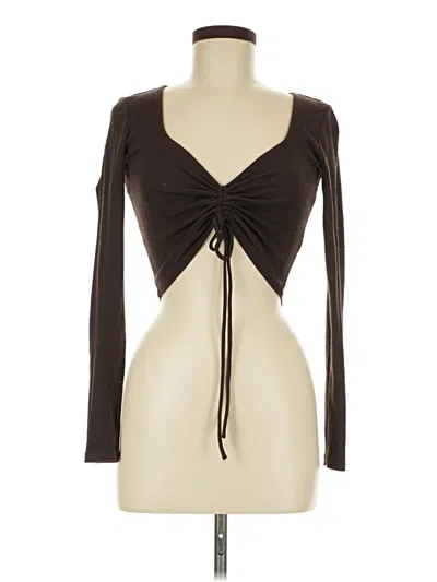 Pre-owned Zara Long Sleeve T-shirt In Brown