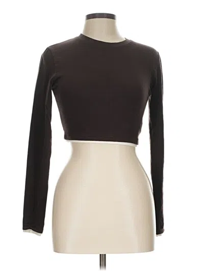Pre-owned Zara Long Sleeve T-shirt In Brown