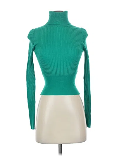 Pre-owned Zara Long Sleeve Turtleneck In Green