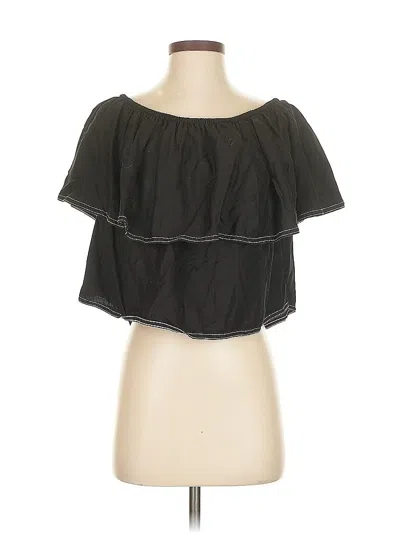 Pre-owned Zara Short Sleeve Blouse In Black
