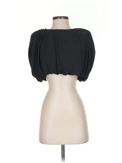 Pre-owned Zara Short Sleeve Blouse In Black