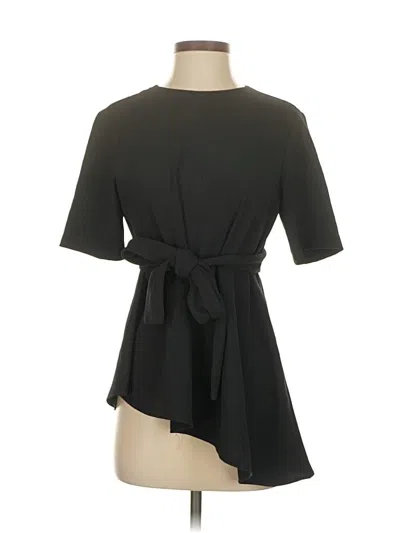Pre-owned Zara Short Sleeve Blouse In Black