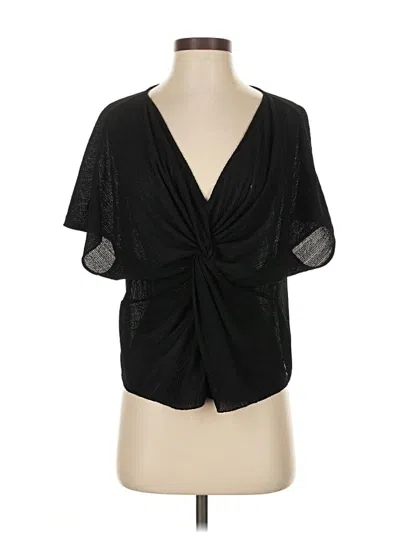 Pre-owned Zara Short Sleeve Blouse In Black