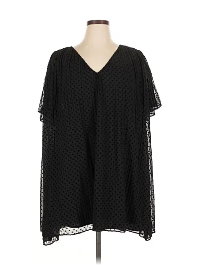 Pre-owned Zara Short Sleeve Blouse In Black