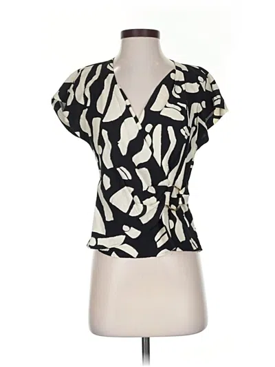 Pre-owned Zara Short Sleeve Blouse In Black