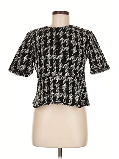 Pre-owned Zara Short Sleeve Blouse In Black
