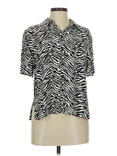 Pre-owned Zara Short Sleeve Blouse In Black