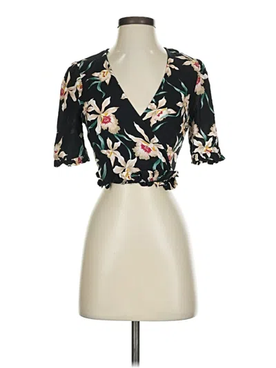Pre-owned Zara Short Sleeve Blouse In Black