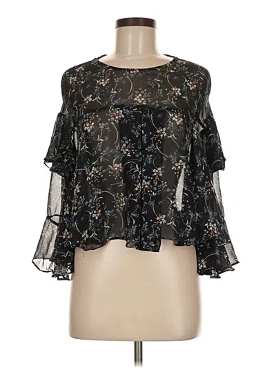 Pre-owned Zara Short Sleeve Blouse In Black