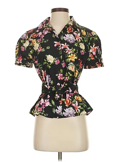 Pre-owned Zara Short Sleeve Blouse In Black