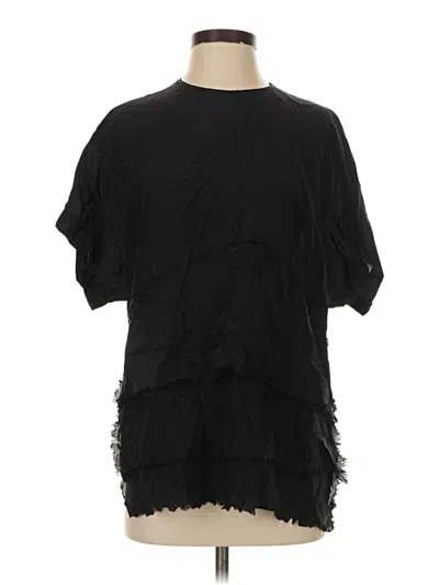 Pre-owned Zara Short Sleeve Blouse In Black