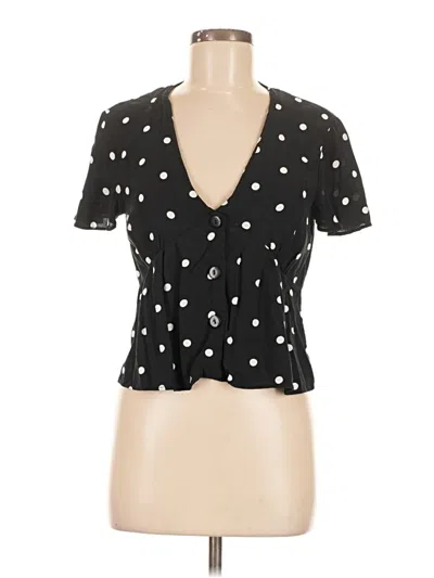 Pre-owned Zara Short Sleeve Blouse In Black