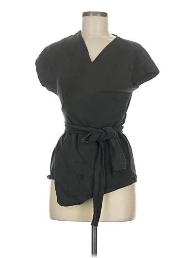Pre-owned Zara Short Sleeve Blouse In Black