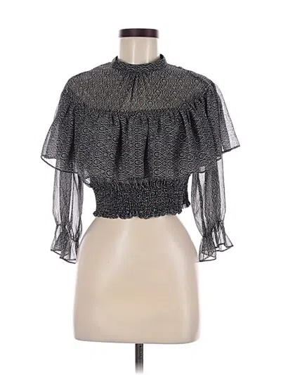 Pre-owned Zara Short Sleeve Blouse In Black