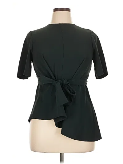 Pre-owned Zara Short Sleeve Blouse In Black