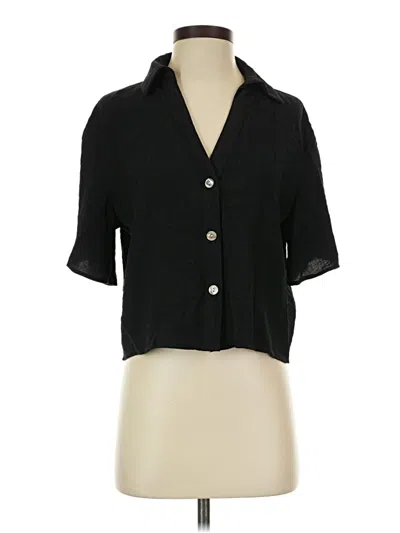 Pre-owned Zara Short Sleeve Blouse In Black