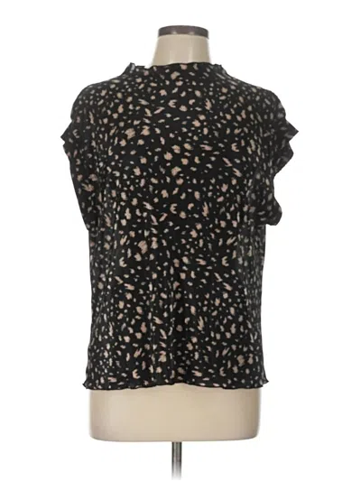 Pre-owned Zara Short Sleeve Blouse In Black
