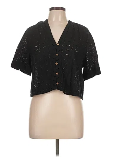 Pre-owned Zara Short Sleeve Blouse In Black