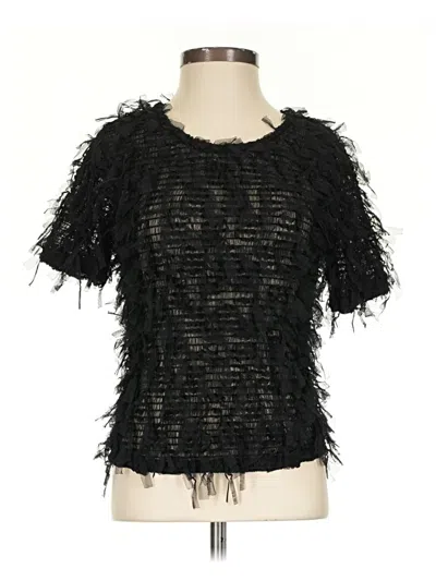 Pre-owned Zara Short Sleeve Blouse In Black